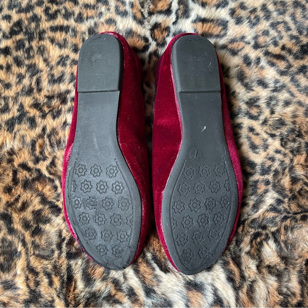 CLEARANCE πΉ Demonia Velvet Ballet Flats Wine Cranberry color 7 - Picture 6 of 10